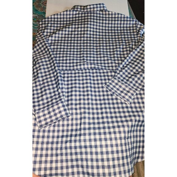 Roundtree & Yorke Men's 2XB Blue & White Check Button-Down Shirt Long Sleeve New - Picture 10 of 15